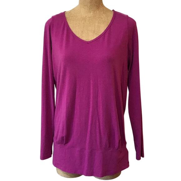 Lolë Split Back Shirt Yoga Activewear Medium Pink Long Sleeve Organic Cotton - Picture 1 of 7
